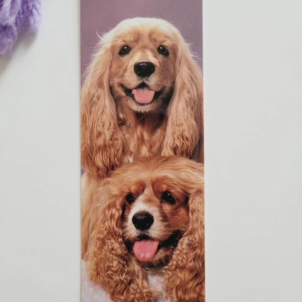 Vintage 80s Cocker Spaniel puppy dogs Bookmark Ron Kimball 1988, Photique H-1543